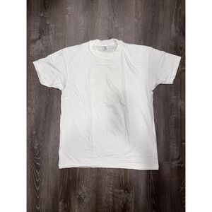 Vintage Blank White Hanes Classic Shirt Mens XL Single Stitch 100% Cotton 90s